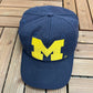 Michigan Wolverines Embroidered Graphic Hat | Snap Back | Vintage 1990s College Sports Blue Cap |