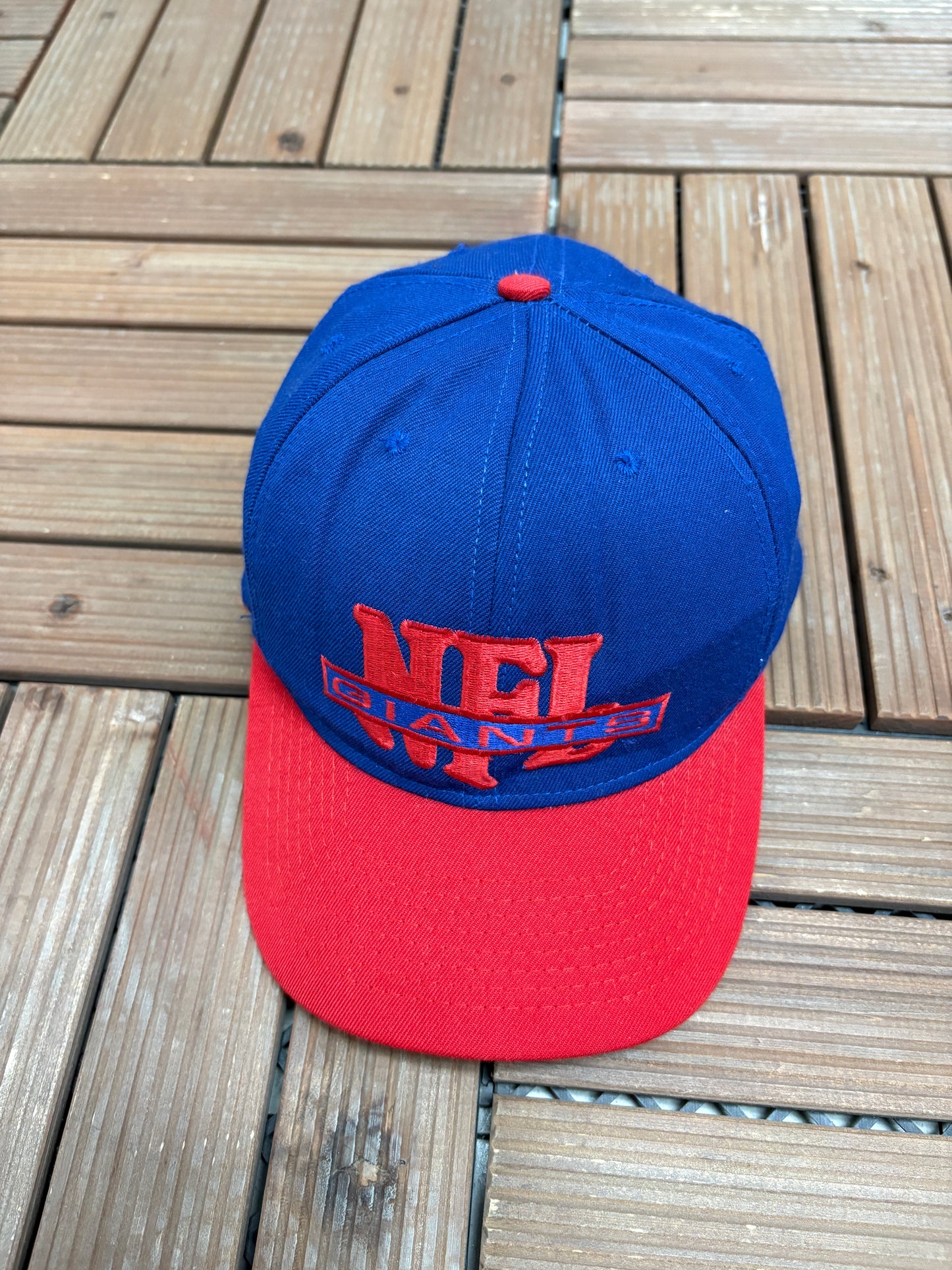 New York Giants Graphic Hat | Snap Back | Vintage 1990s NFL Football Blue Cap |