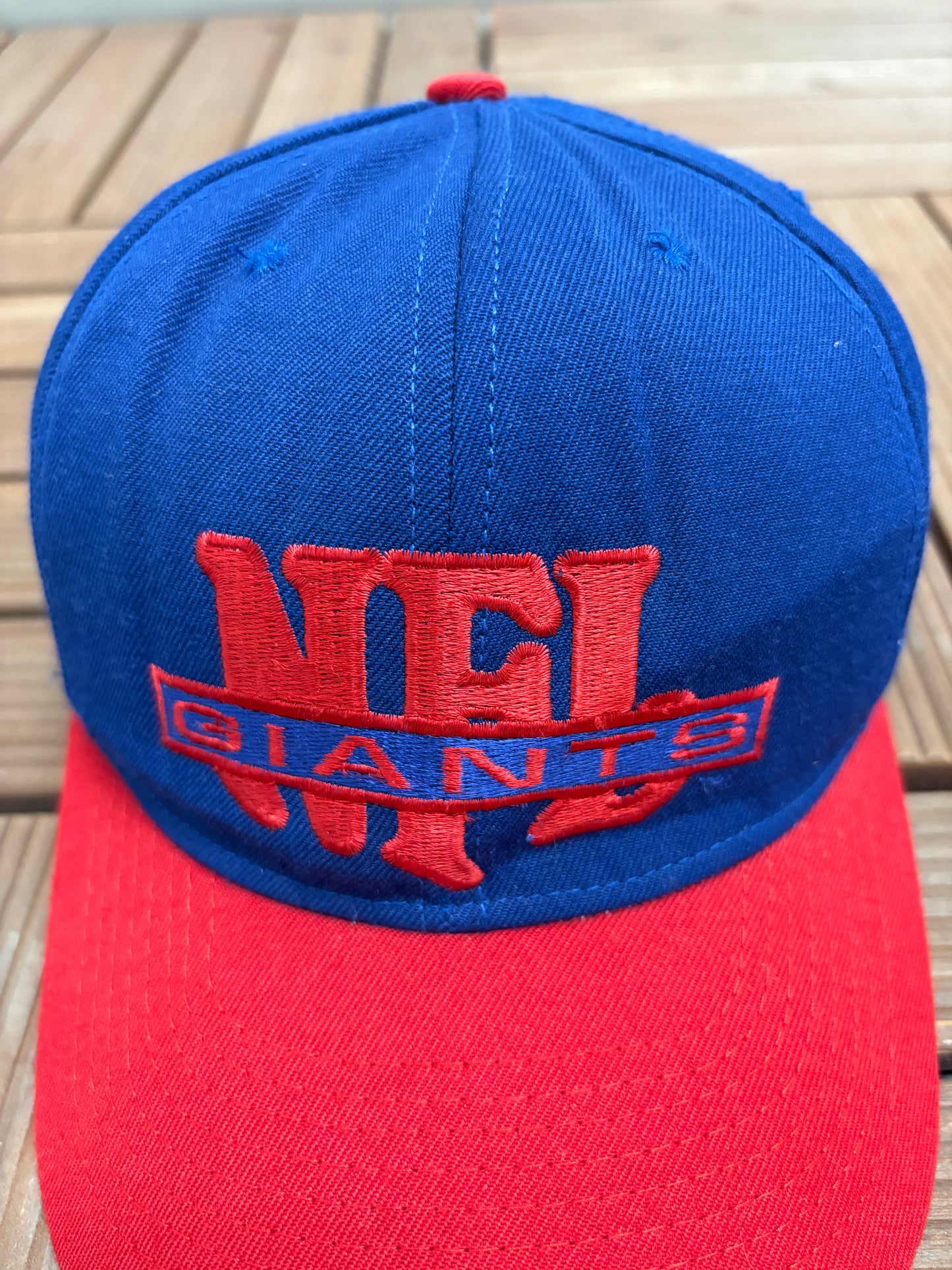 New York Giants Graphic Hat | Snap Back | Vintage 1990s NFL Football Blue Cap |