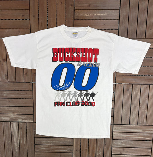Buckshot Racing Fan Club 2000 Graphic Tee | Size X-Large | Vintage 2000s NASCAR Racing White T-Shirt |