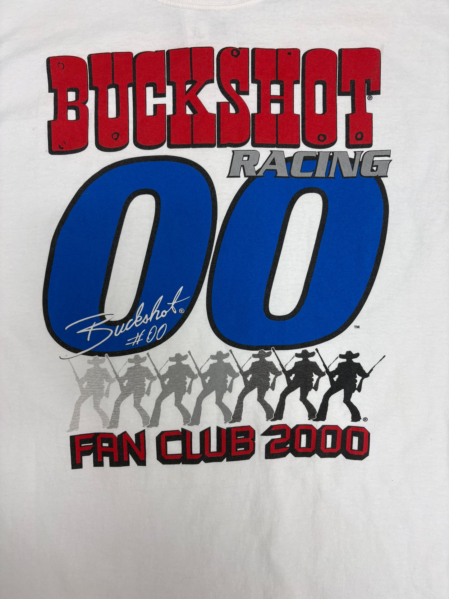 Buckshot Racing Fan Club 2000 Graphic Tee | Size X-Large | Vintage 2000s NASCAR Racing White T-Shirt |