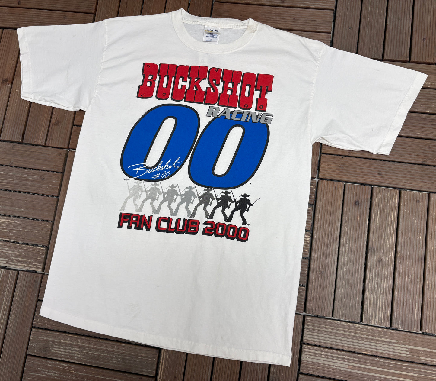Buckshot Racing Fan Club 2000 Graphic Tee | Size X-Large | Vintage 2000s NASCAR Racing White T-Shirt |