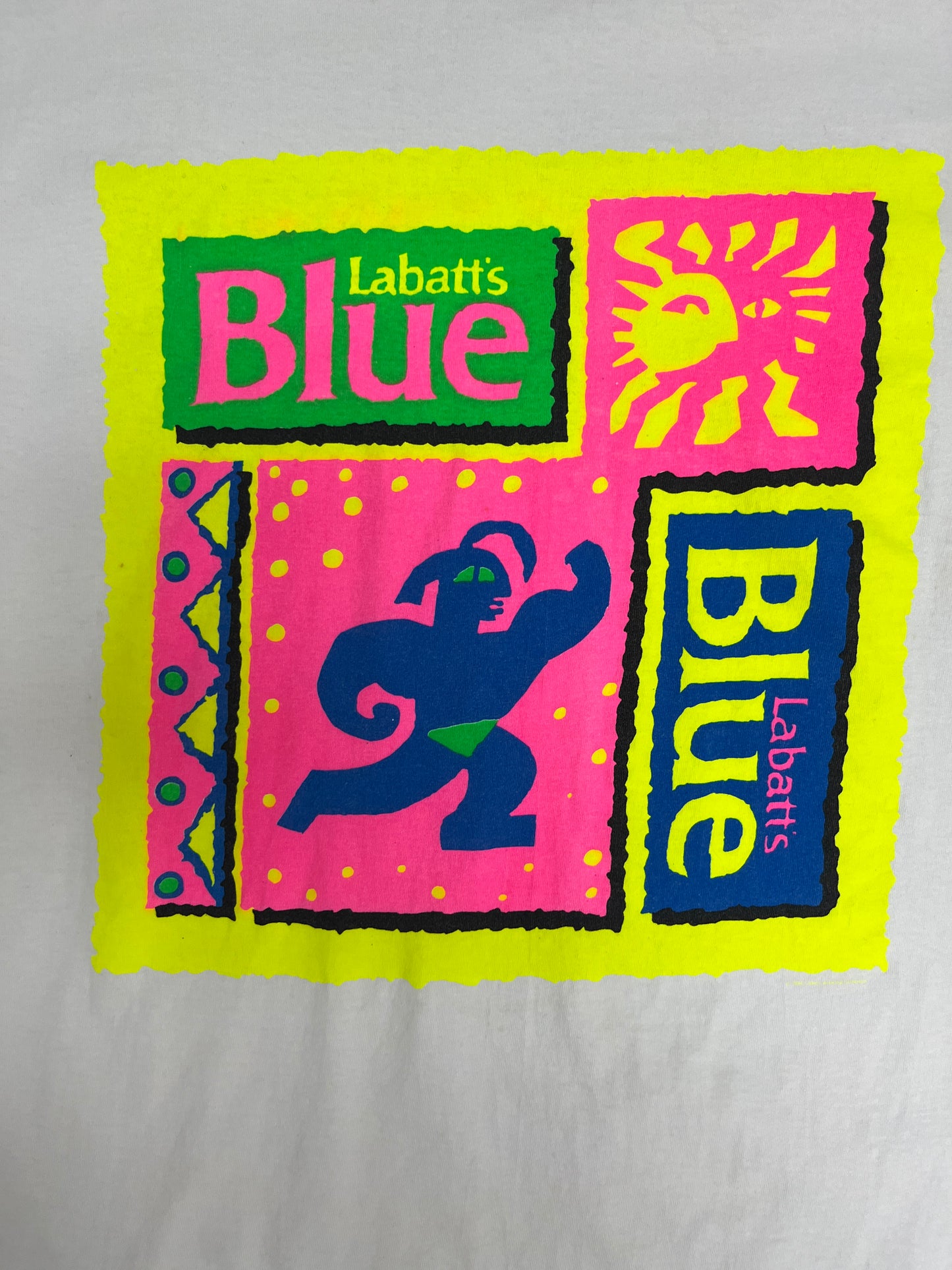 Labatt's Blue Graphic Tee | Size X-Large | Vintage 1990s Promotional White T-Shirt |