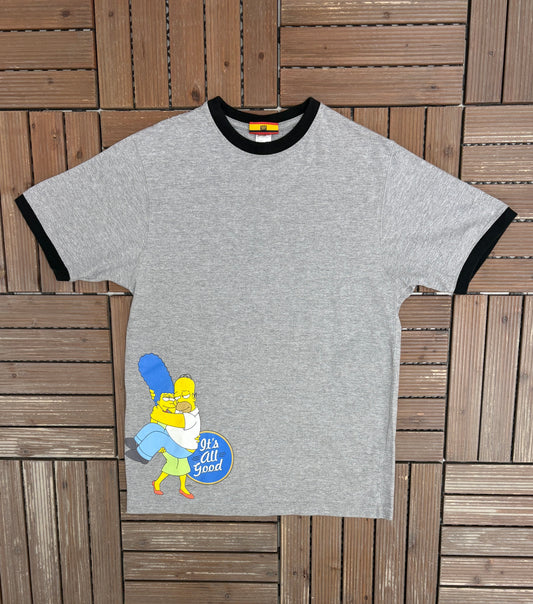 The Simpsons It's All Good Graphic Tee | Size Medium | Vintage 2000s Promotional Grey T-Shirt |