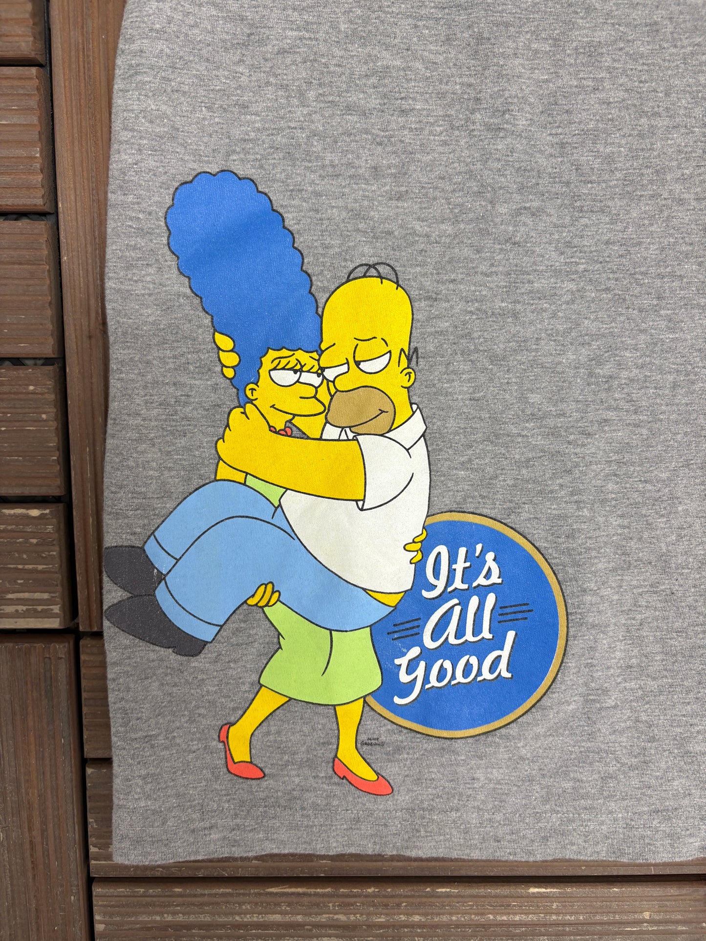 The Simpsons It's All Good Graphic Tee | Size Medium | Vintage 2000s Promotional Grey T-Shirt |