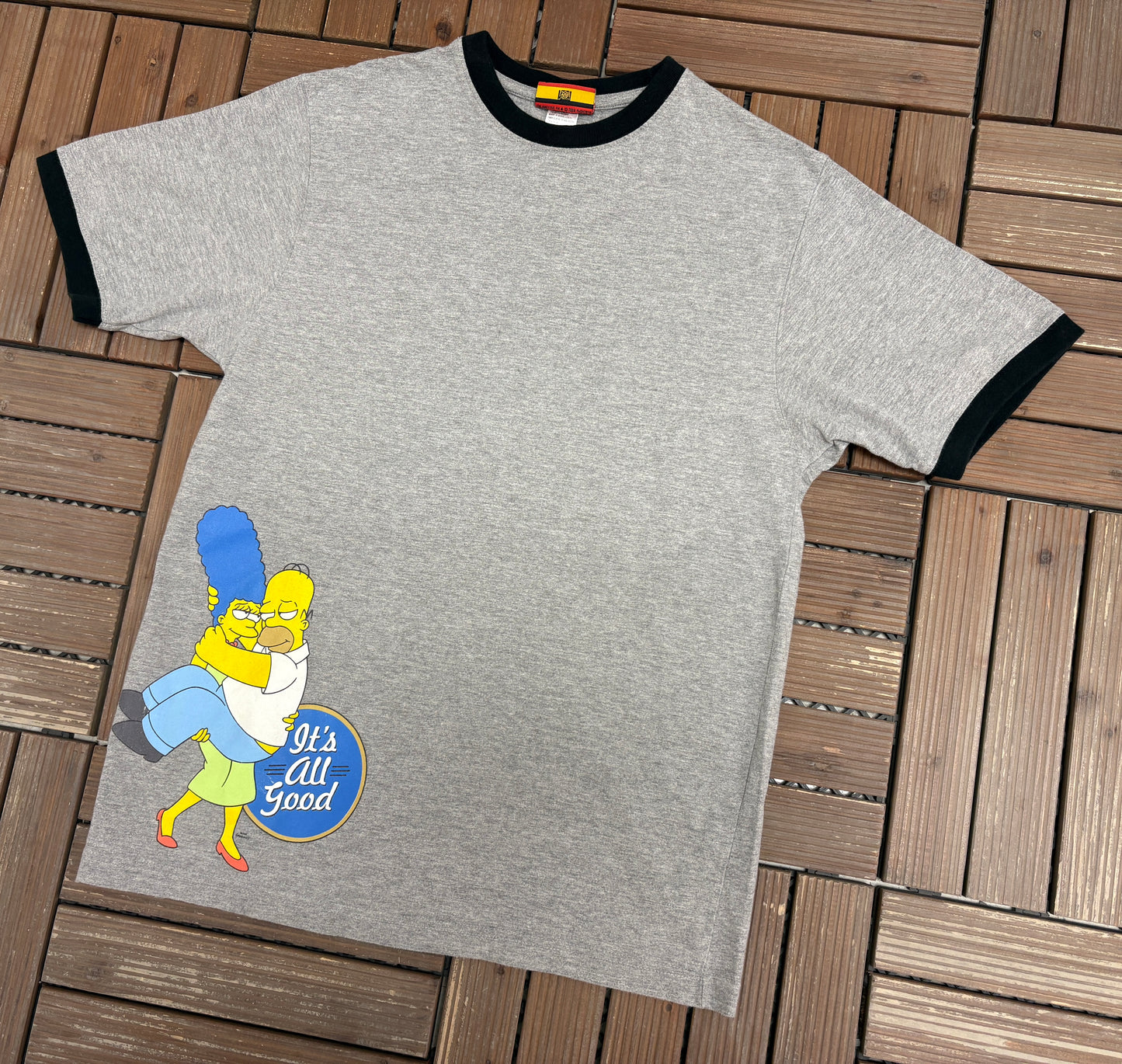 The Simpsons It's All Good Graphic Tee | Size Medium | Vintage 2000s Promotional Grey T-Shirt |