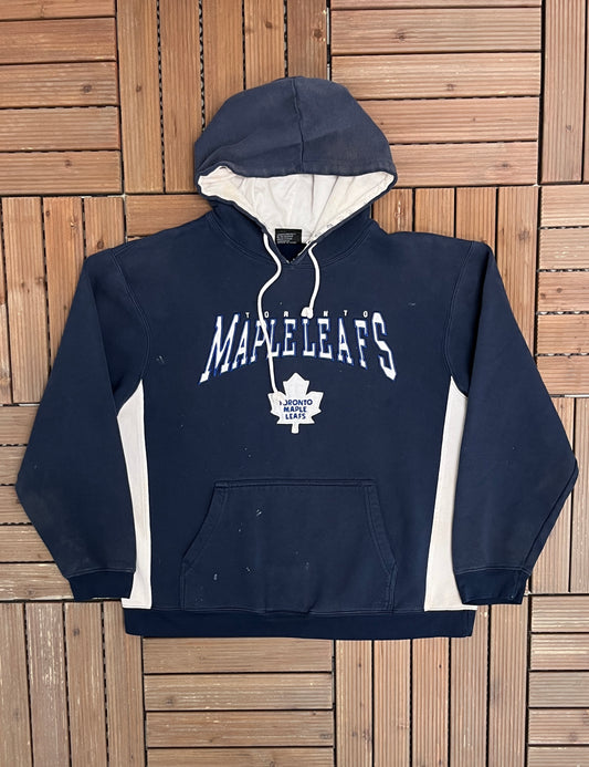 Toronto Maple Leafs Graphic Hoodie | Size Medium | Vintage 2000s NHL Hockey Blue Sweater |