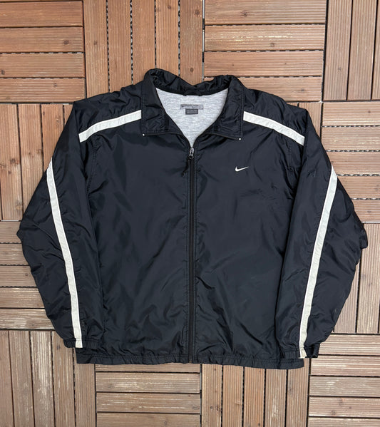 Nike Embroidered Swoosh Windbreaker Jacket | Size X-Large | Vintage 2000s Branded Black Windbreaker |