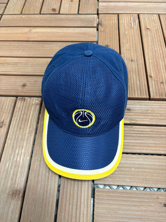 Nike Basketball Embroidered Graphic Hat | Strap Back | Vintage 2000s Nike Branded Blue Cap |