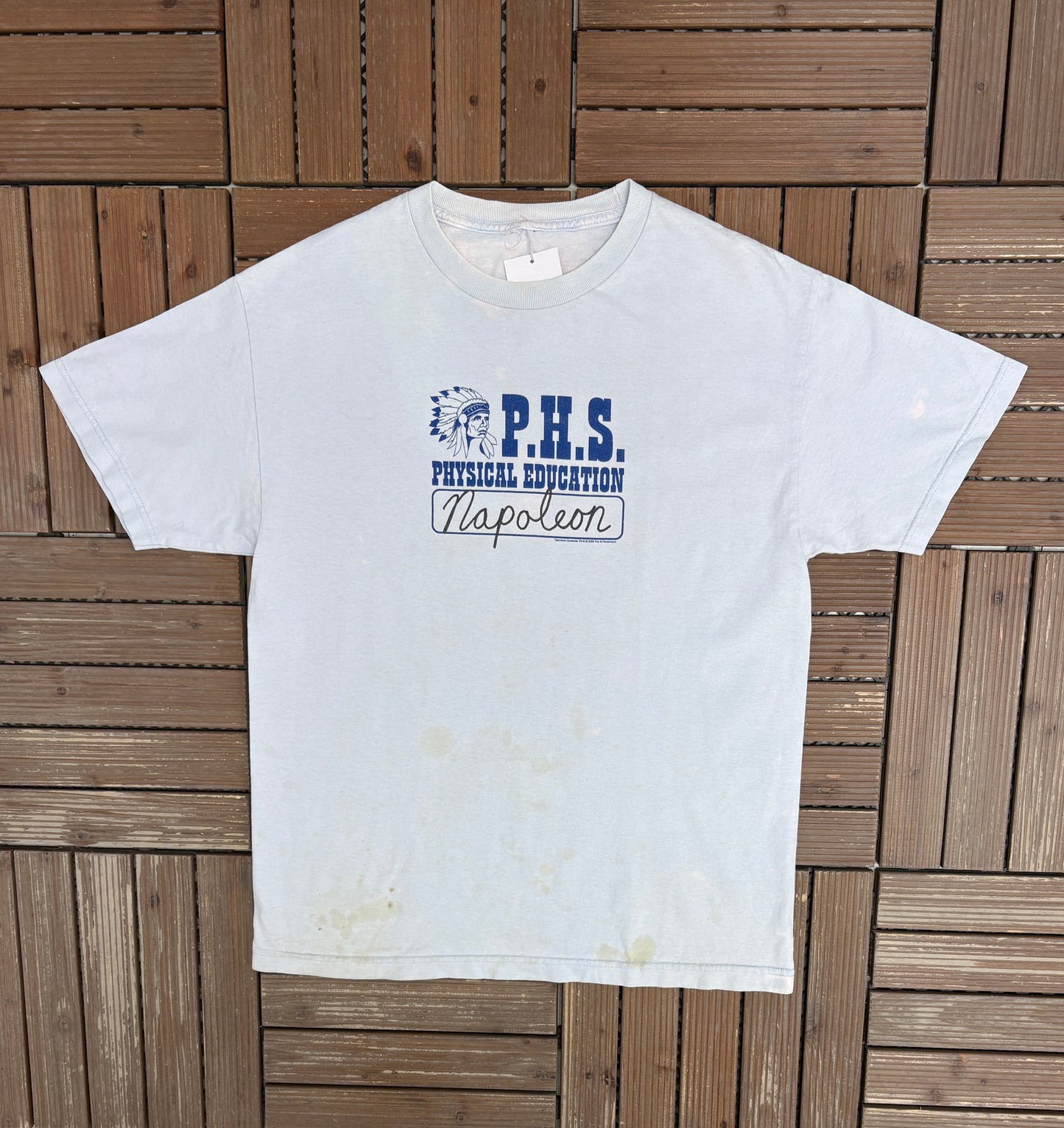 Napoleon Dynamite Preston High School Phys. Ed Graphic Tee | Size Large | Vintage 2000s Movie Promotional Blue T-Shirt |