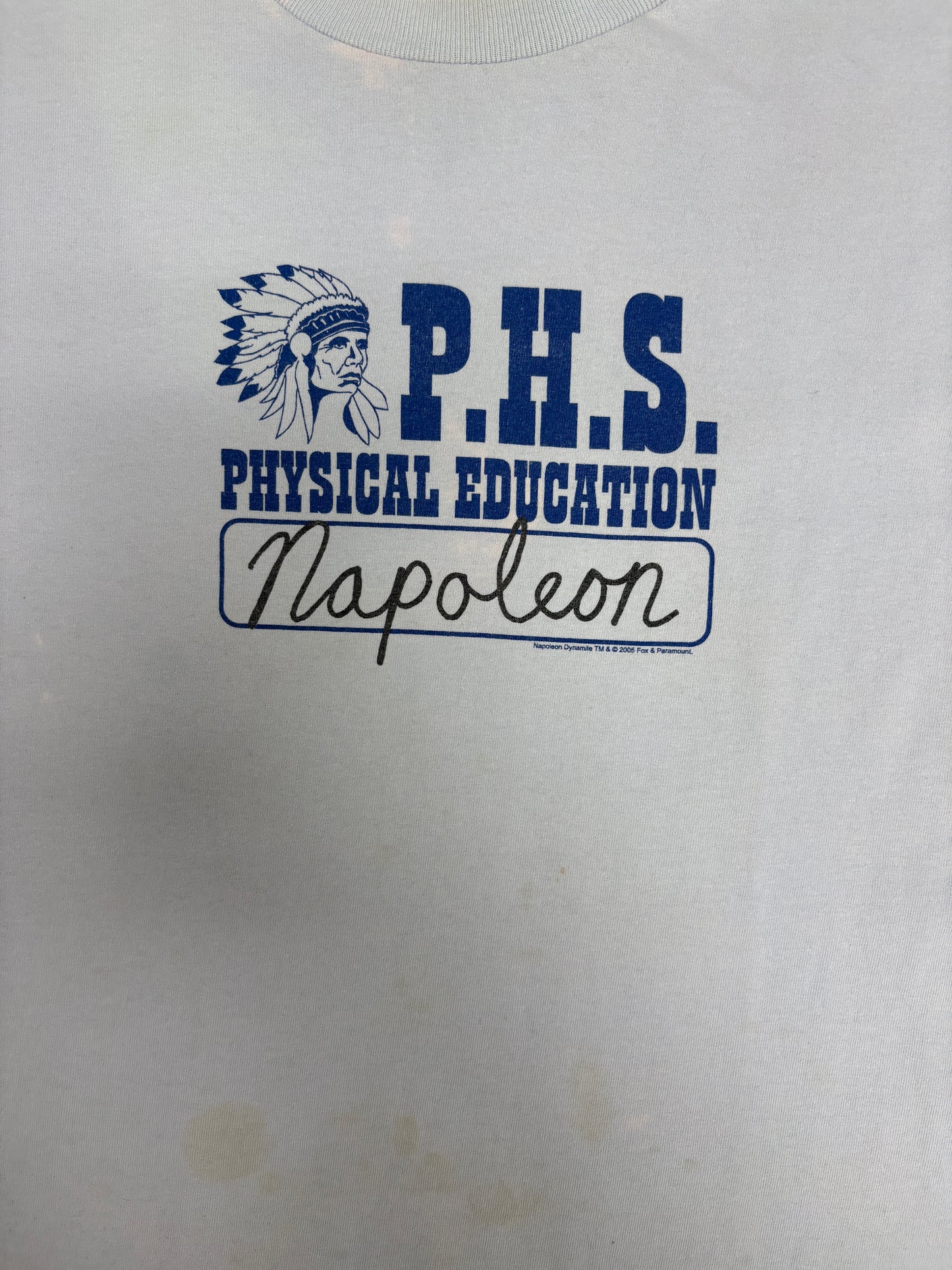 Napoleon Dynamite Preston High School Phys. Ed Graphic Tee | Size Large | Vintage 2000s Movie Promotional Blue T-Shirt |