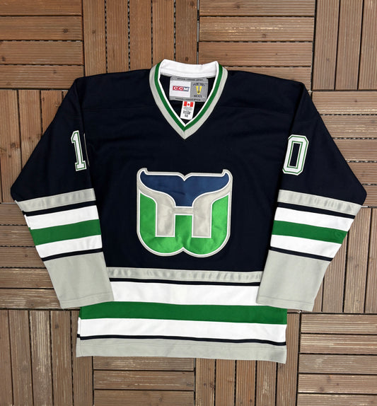 Hartford Whalers Ron Francis Hockey Jersey | Size X-Large | Vintage 1990s NHL Hockey Blue Jersey |