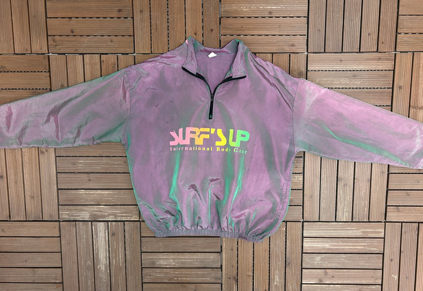 Surf's Up International Body Gear Graphic Windbreaker | One Size | Vintage 1990s Purple Light Jacket |