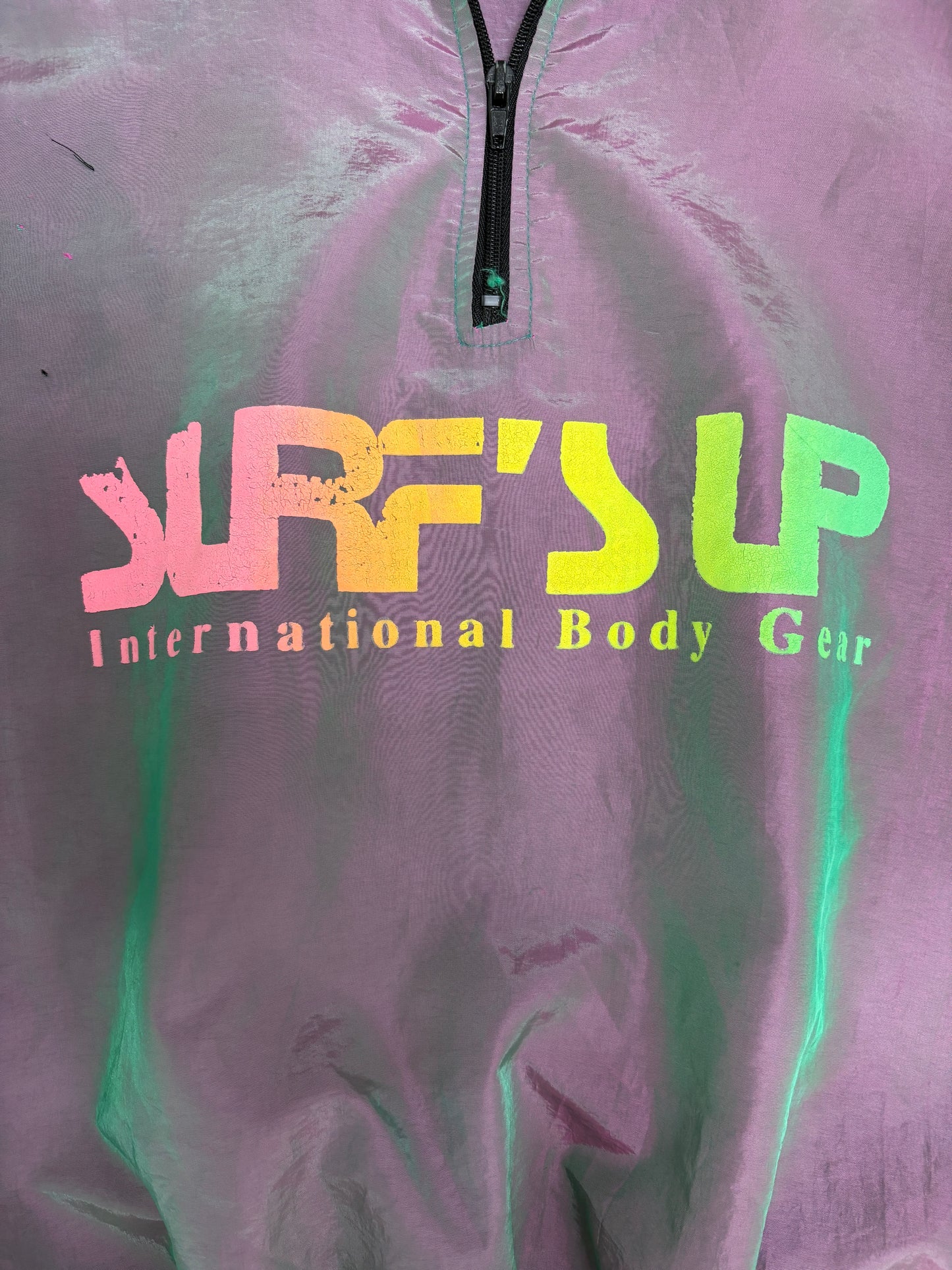 Surf's Up International Body Gear Graphic Windbreaker | One Size | Vintage 1990s Purple Light Jacket |