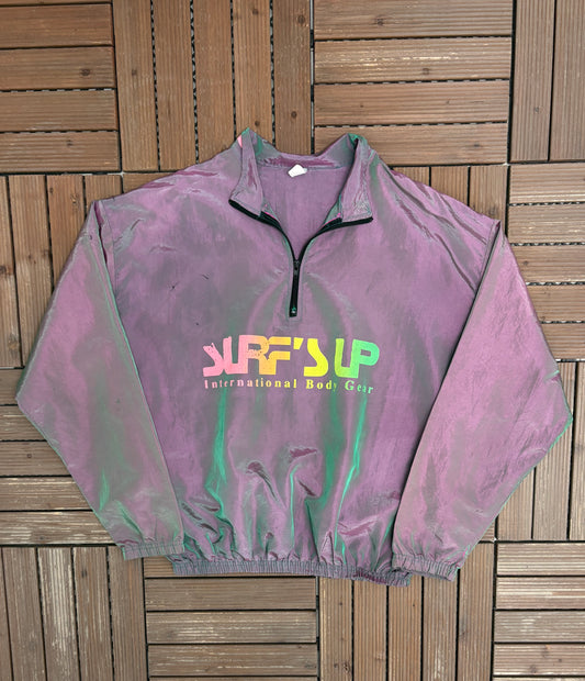 Surf's Up International Body Gear Graphic Windbreaker | One Size | Vintage 1990s Purple Light Jacket |