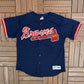 Atlanta Braves David Justice Baseball Jersey | Size Medium | Vintage 1990s MLB Baseball Blue Jersey |