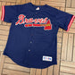 Atlanta Braves David Justice Baseball Jersey | Size Medium | Vintage 1990s MLB Baseball Blue Jersey |