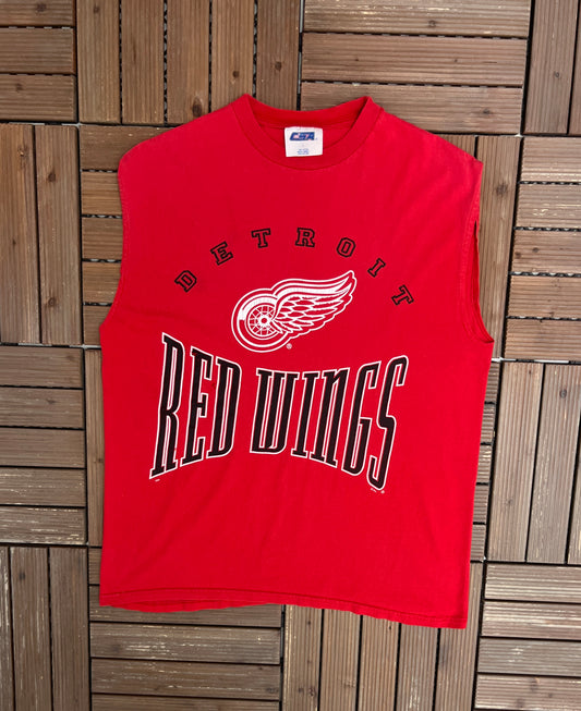 Detroit Red Wings Graphic Tee | Size Large | Vintage 1990s NHL Hockey Red Tank Top |