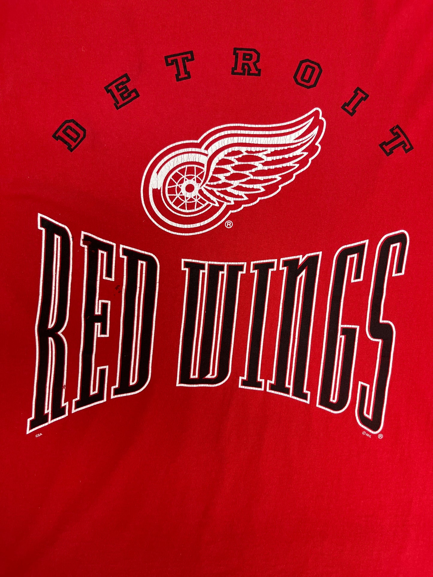 Detroit Red Wings Graphic Tee | Size Large | Vintage 1990s NHL Hockey Red Tank Top |