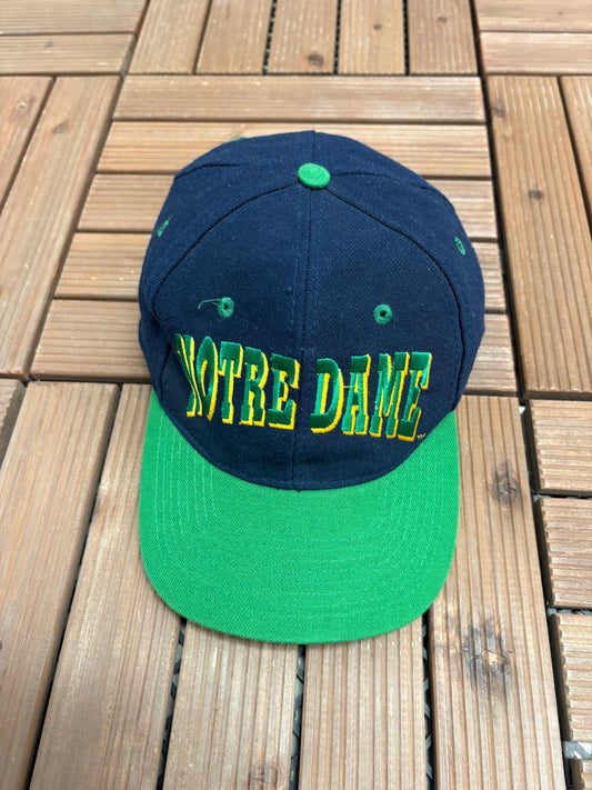Notre Dame Fighting Irish Graphic Hat | Size 7 1/2 | Vintage 1990s College Sports Blue Cap |