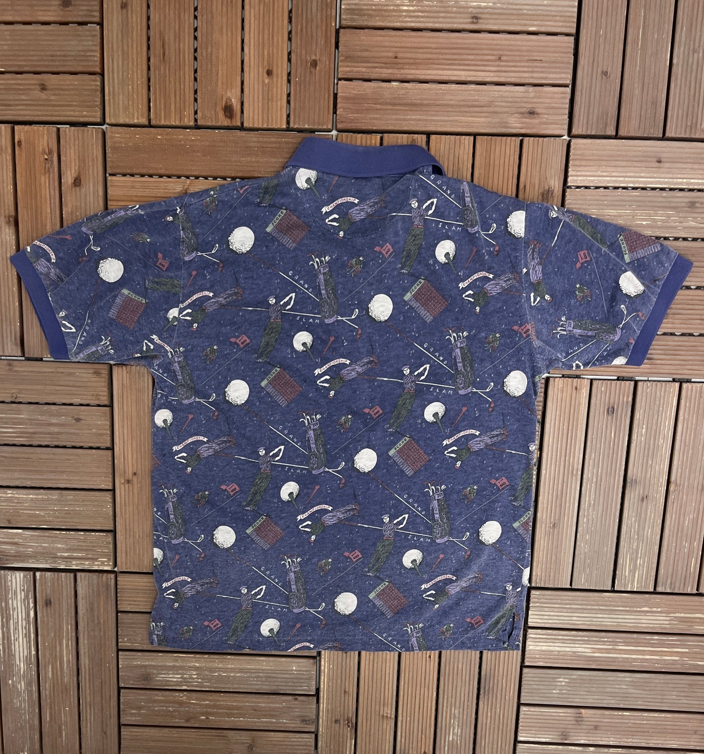 Golf Grand Slam Graphic Tee | Size Large | Vintage 2000s Promotional Blue T-Shirt |