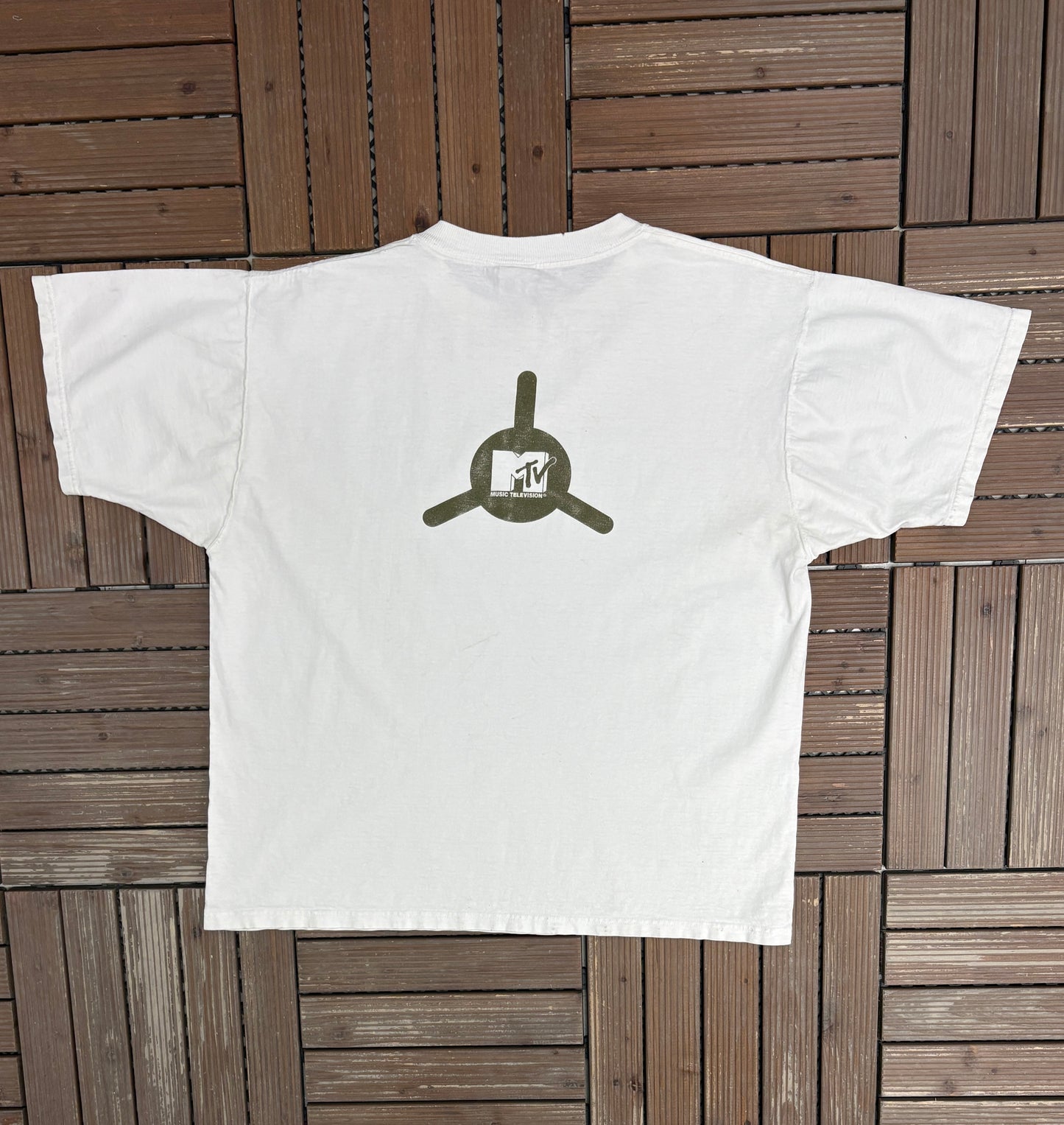 MTV Music Television Graphic Tee | Size X-Large | Vintage 2000s Promotional Television White T-Shirt |