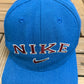 Nike Spell Out Embroidered Graphic Hat | Snap Back | Vintage 1990s Branded Blue Cap |