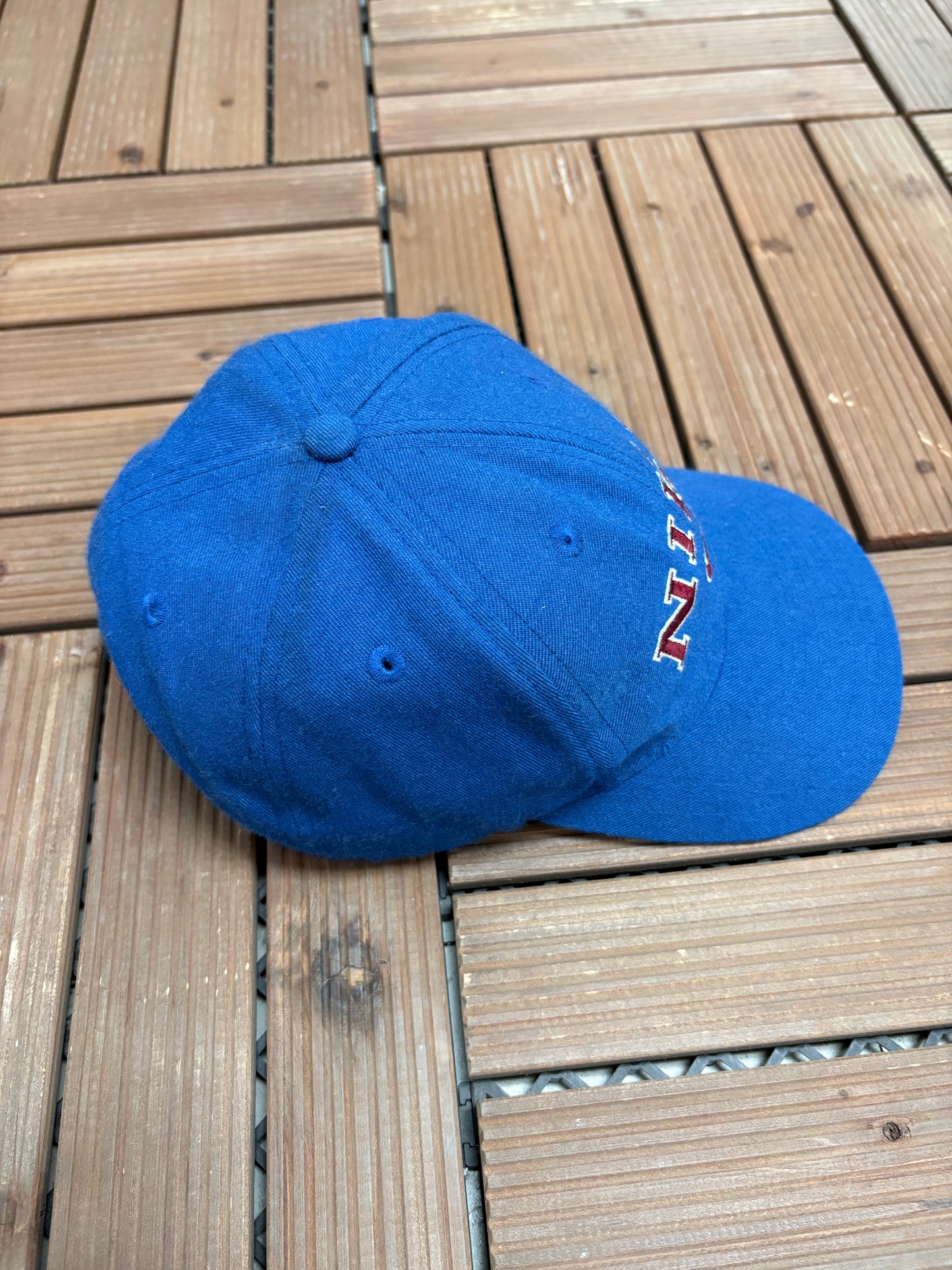 Nike Spell Out Embroidered Graphic Hat | Snap Back | Vintage 1990s Branded Blue Cap |
