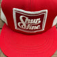 Shurfine Groceries Graphic Hat | Snap Back | Vintage 1990s Red Trucker Cap |