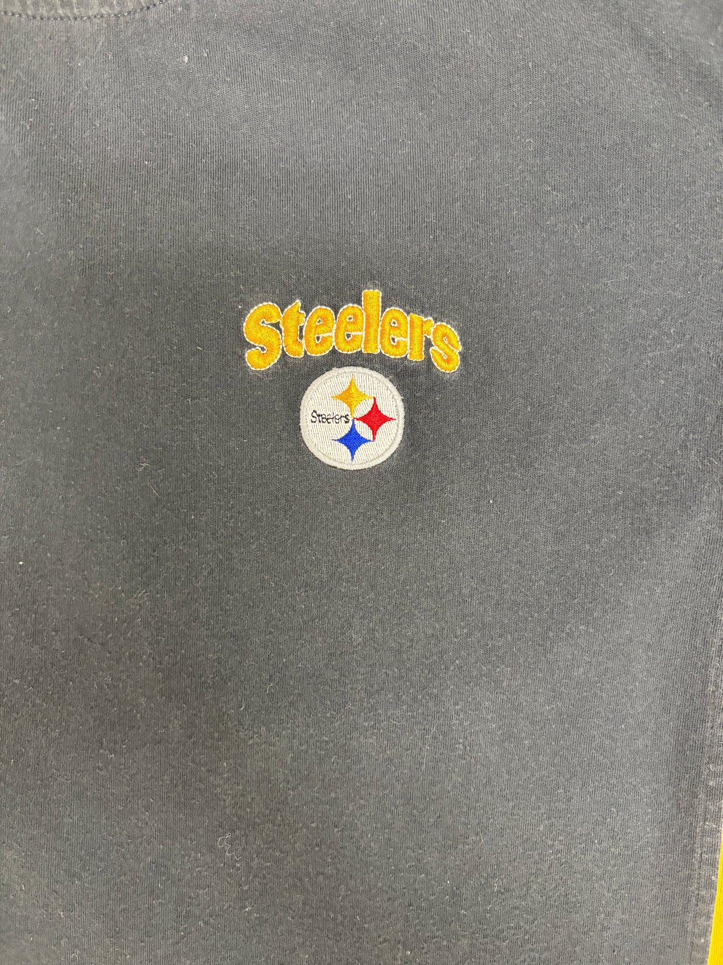 Pittsburgh Steelers Embroidered Graphic Tee | Size Large | Vintage 2000s NFL Football Black T-Shirt |