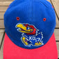 Kansas Jayhawks Embroidered Graphic Hat | Metal Clasp | Vintage 1990s Starter Blue Cap |