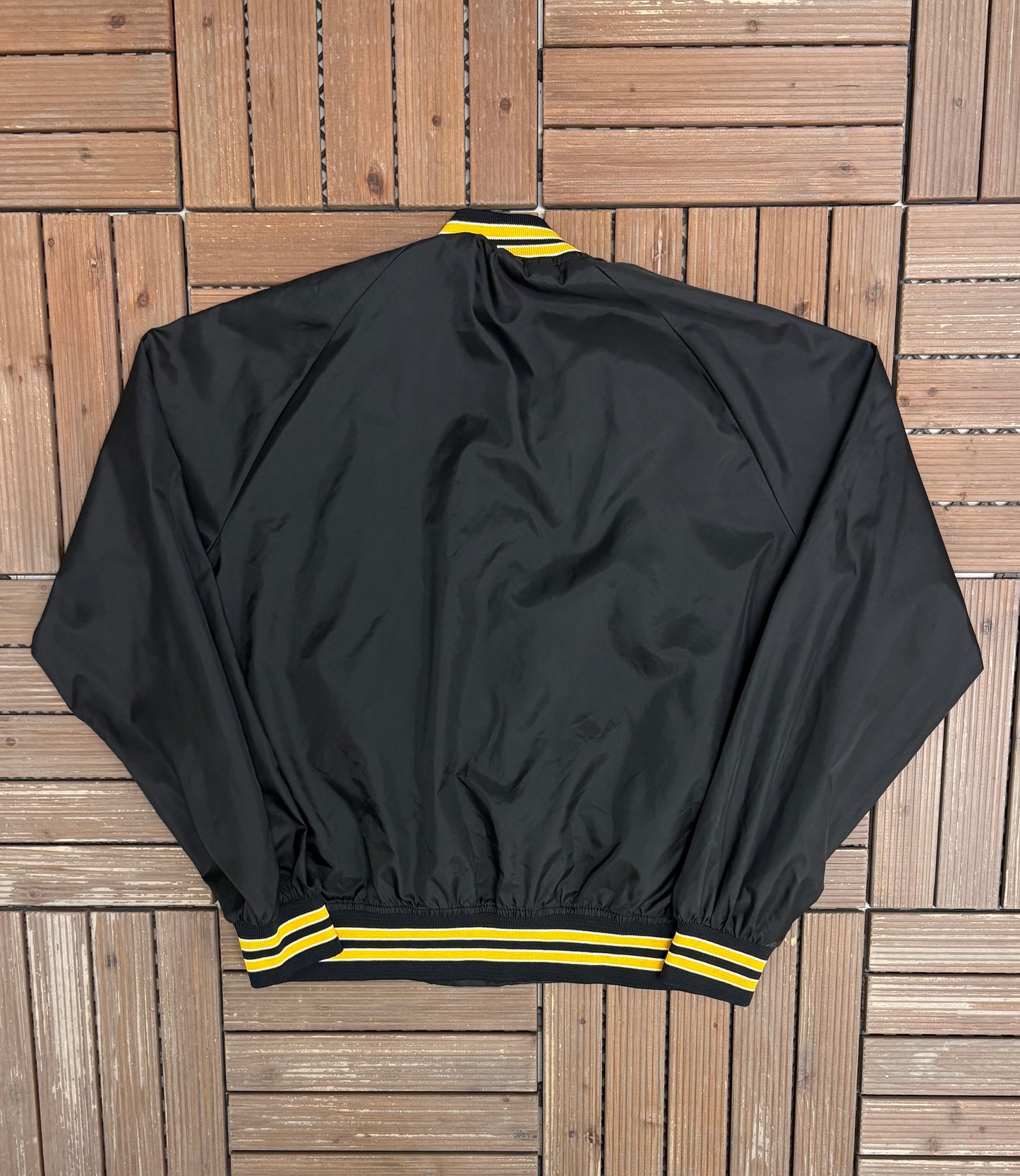 Iowa Hawkeyes Stitched Graphic Jacket | Size Large | Vintage 1980s College Black Jacket |