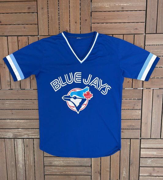 Toronto Blue Jays Baseball Jersey | Size Medium | Vintage 1990s MLB Baseball Mesh Blue Jersey |
