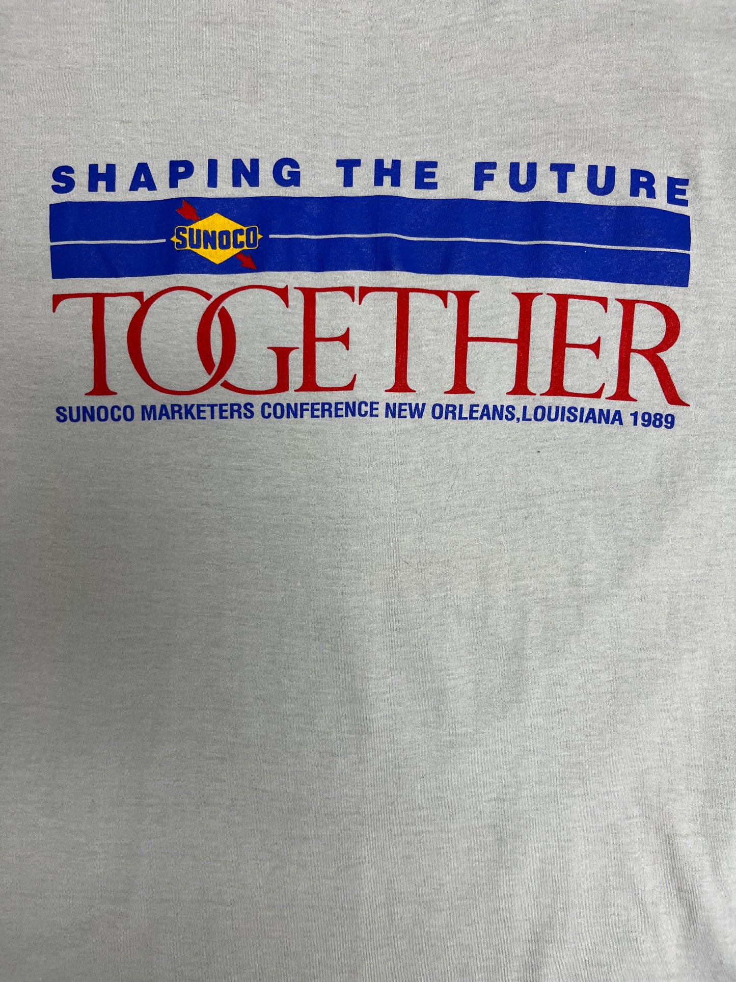 Sunoco Shaping The Future Together Graphic Tee | Size Large | Vintage 1980s Promotional Grey T-Shirt |
