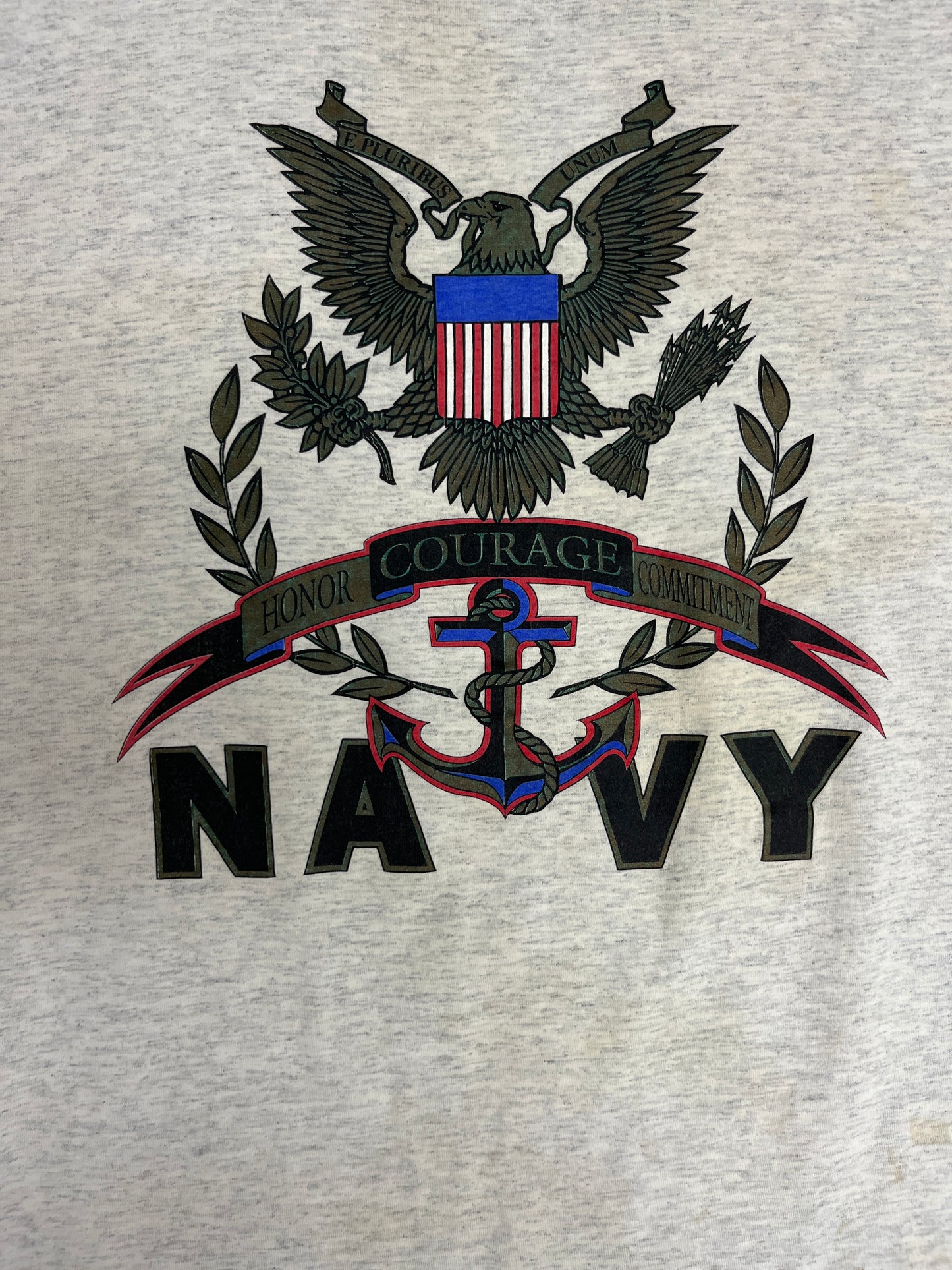 United States Navy Graphic Tee | Size X-Large | Vintage 1990s College Grey T-Shirt |