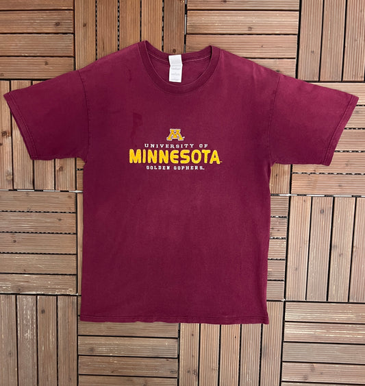 Minnesota Golden Gophers Graphic Tee | Size Large | Vintage 2000s College Sports Red T-Shirt |