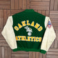 Oakland Athletics Stitched Varsity Jacket | Size X-Large | Vintage 1980s MLB Baseball Green Jacket |