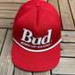 Budweiser King Of Beers Graphic Hat | Metal Clasp | Vintage 1990s Promotional Red Cap |