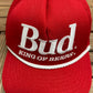 Budweiser King Of Beers Graphic Hat | Metal Clasp | Vintage 1990s Promotional Red Cap |