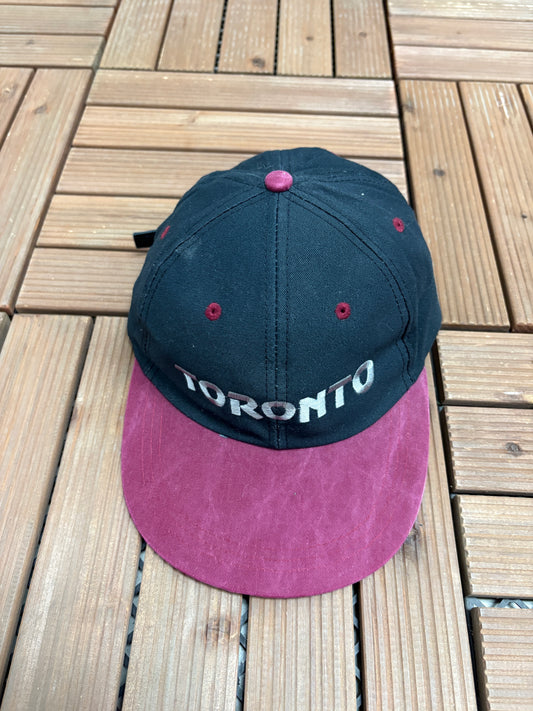 Toronto Spell Out Embroidered Graphic Hat | Metal Clasp | Vintage 1990s Tourist Blue Cap |