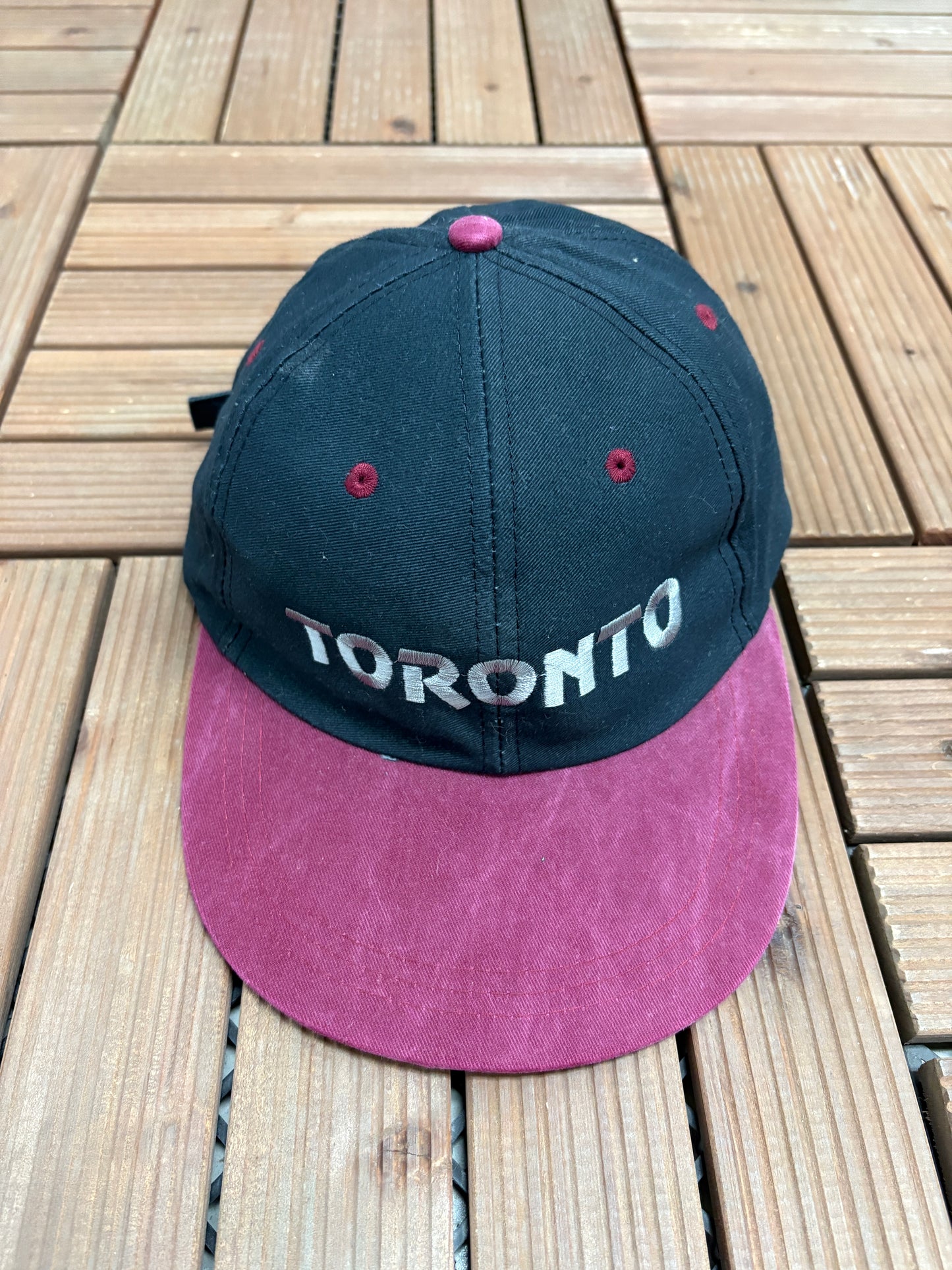 Toronto Spell Out Embroidered Graphic Hat | Metal Clasp | Vintage 1990s Tourist Blue Cap |