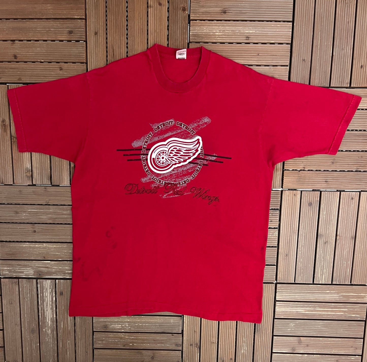 Detroit Red Wings Graphic Tee | Size XX-Large | Vintage 1990s NHL Hockey Red T-Shirt |