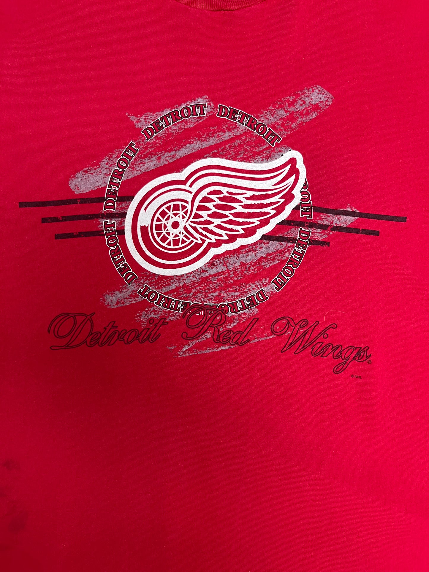 Detroit Red Wings Graphic Tee | Size XX-Large | Vintage 1990s NHL Hockey Red T-Shirt |