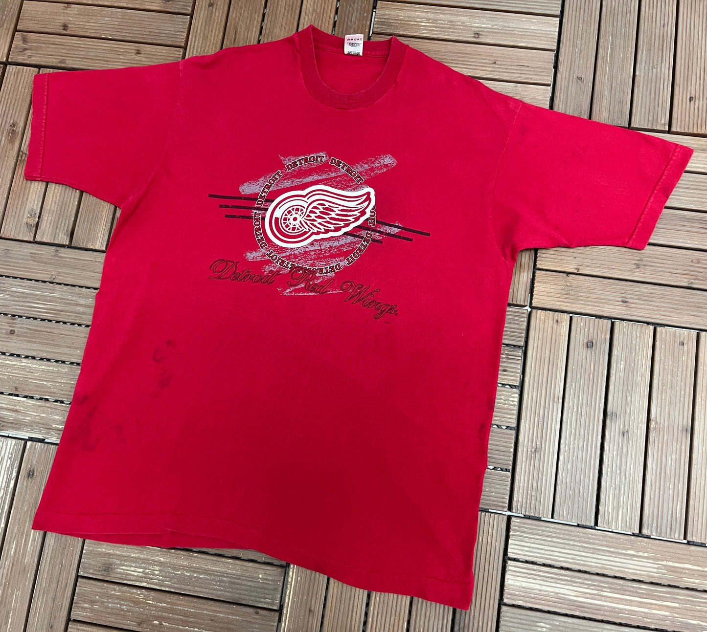 Detroit Red Wings Graphic Tee | Size XX-Large | Vintage 1990s NHL Hockey Red T-Shirt |