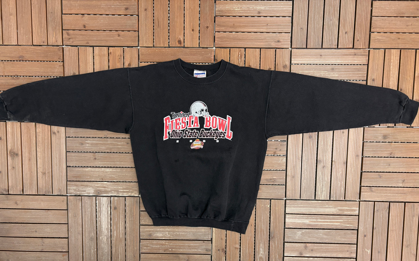 Ohio State Buckeyes Tostitos Fiesta Bowl Graphic Crewneck | Size Medium | Vintage 2000s College Football Black Sweater |