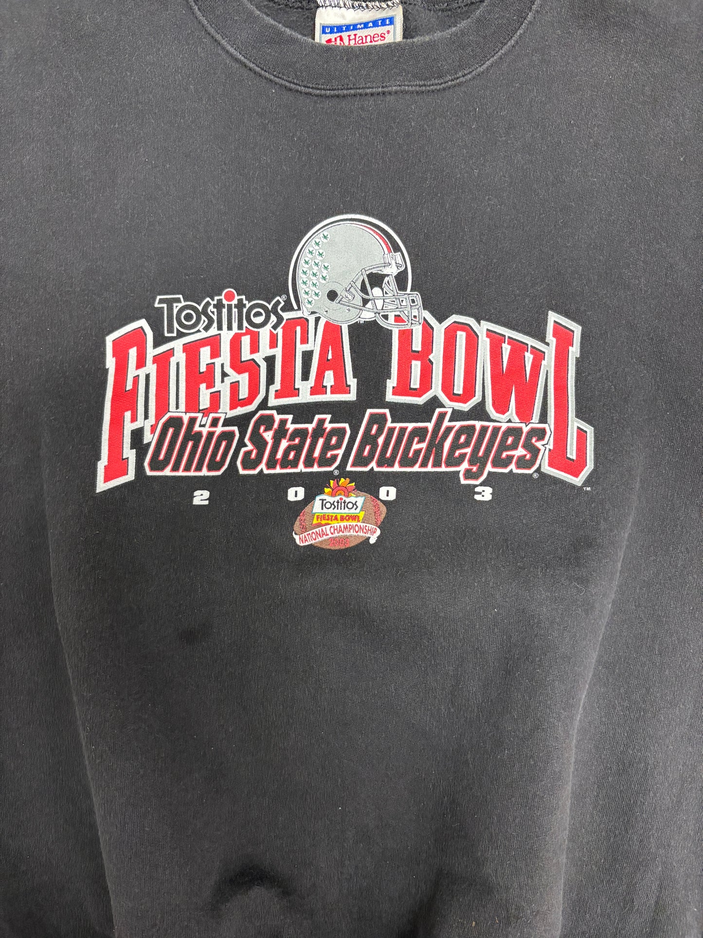 Ohio State Buckeyes Tostitos Fiesta Bowl Graphic Crewneck | Size Medium | Vintage 2000s College Football Black Sweater |