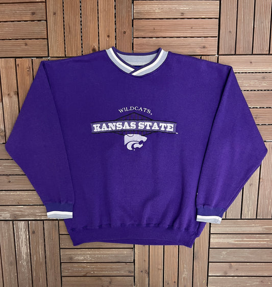 Kansas State Wildcats Graphic Crewneck | Size X-Large | Vintage 1990s College Sports Purple Sweater |