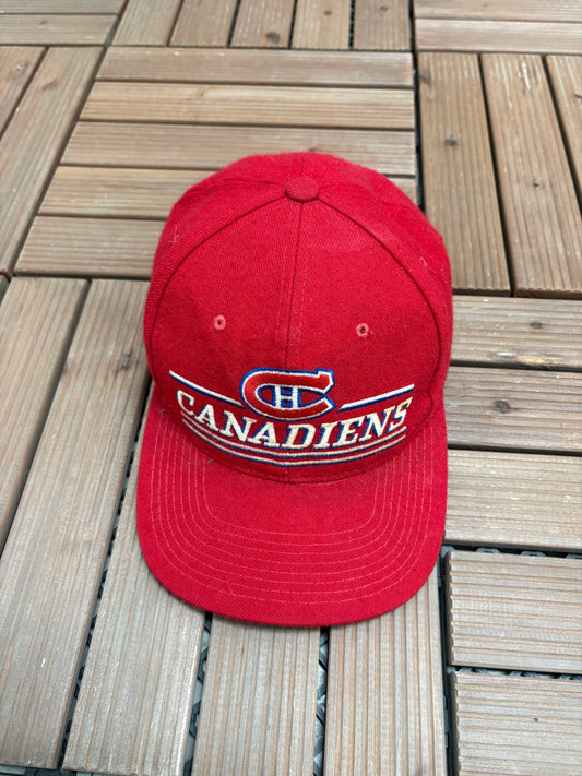 Montreal Canadiens Stitched Graphic Hat | Snap Back | Vintage 1990s NHL Hockey Red Cap |