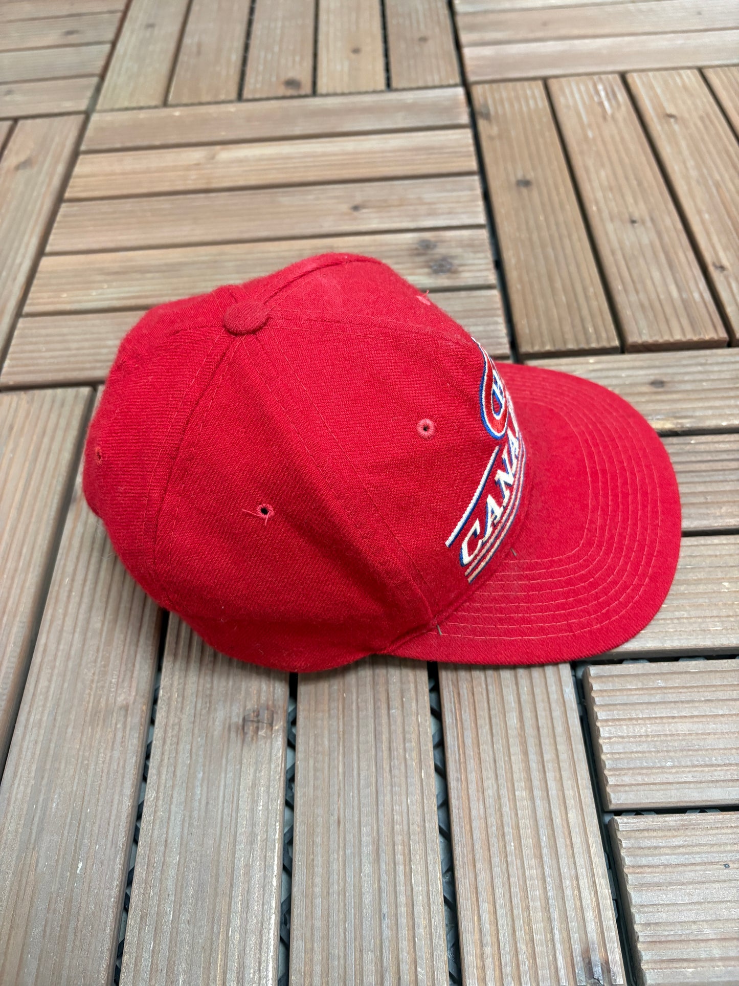 Montreal Canadiens Stitched Graphic Hat | Snap Back | Vintage 1990s NHL Hockey Red Cap |