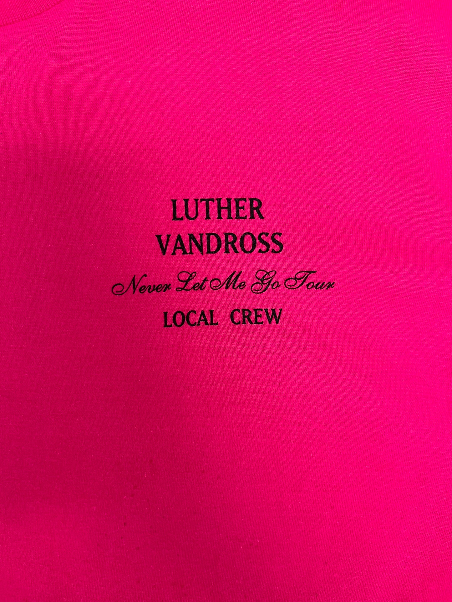 Luther Vandross Never Let Me Go Tour 1993 Graphic Tee | Size X-Large | Vintage 1990s Singer-Songwriter Pink T-Shirt |